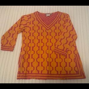 Gretchen Scott Designs Pink & Orange Abstract Print Swim Coverup/Tunic Top